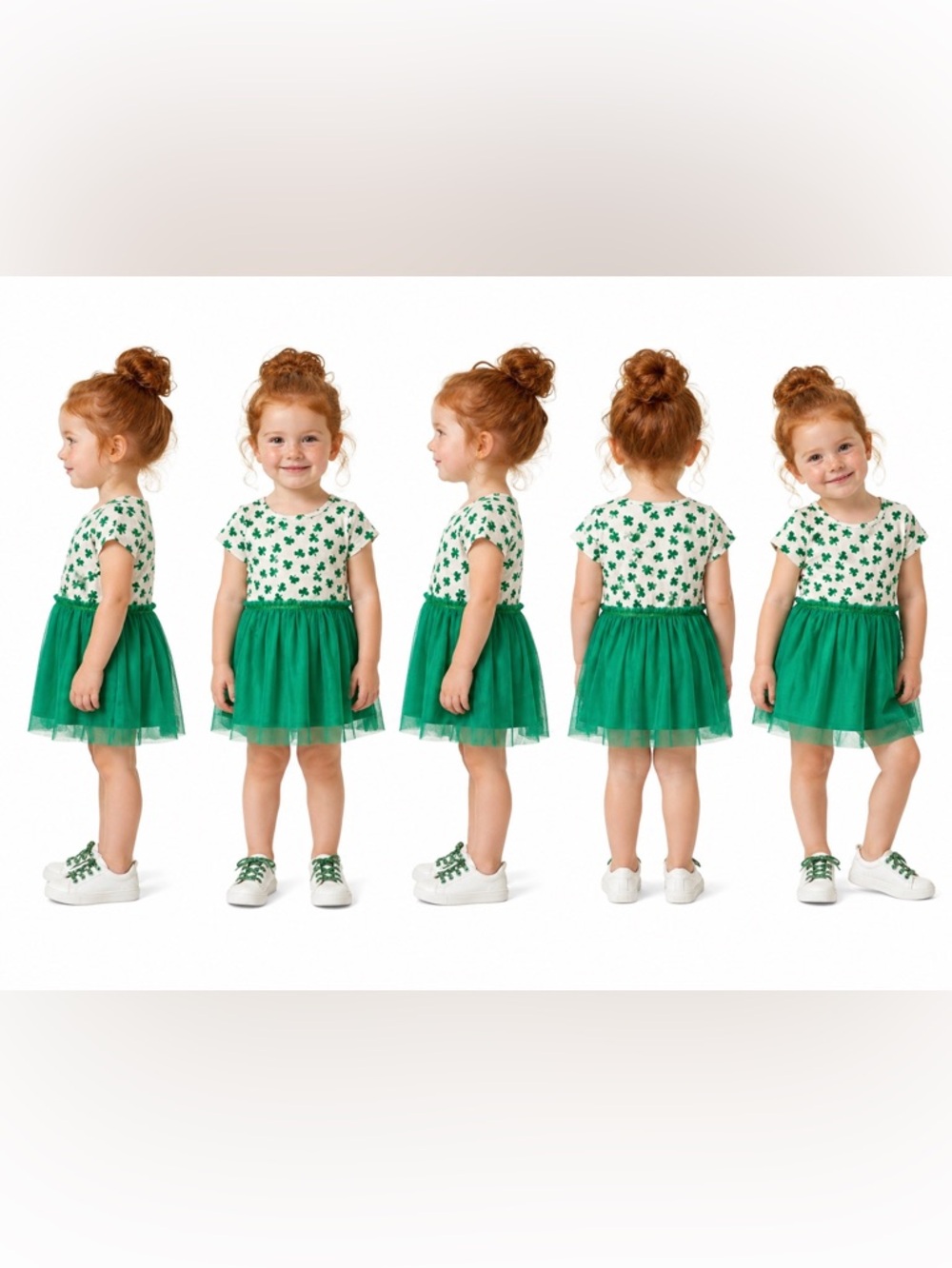 Girls 3T St Patrick’s Day Shamrock Tutu Dress Toddler Green Clover Cute